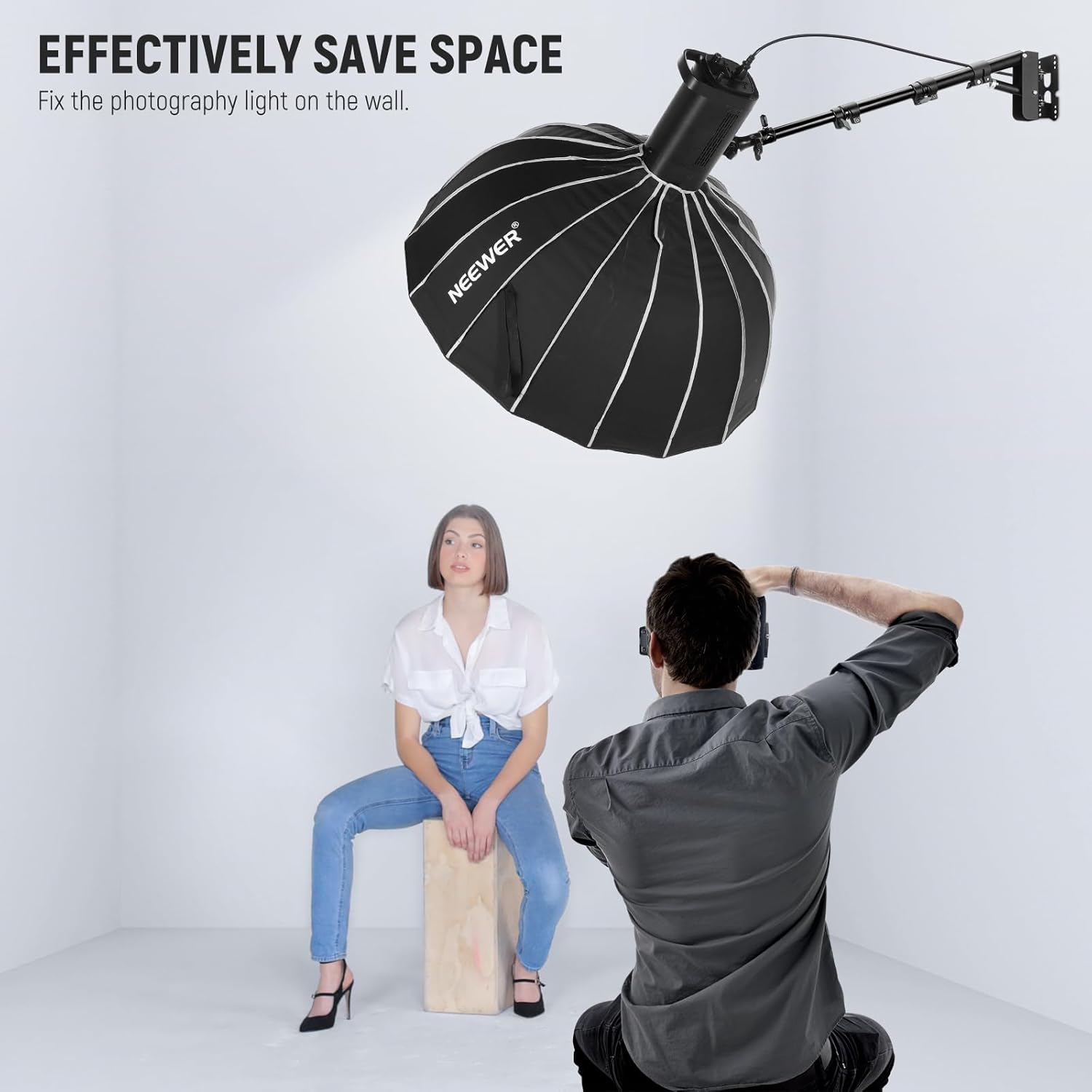 Thumbnail 1 de NEEWER WB-100 Braccio boom da parete per ring light fino a 3 kg (55–116 cm), orientabile