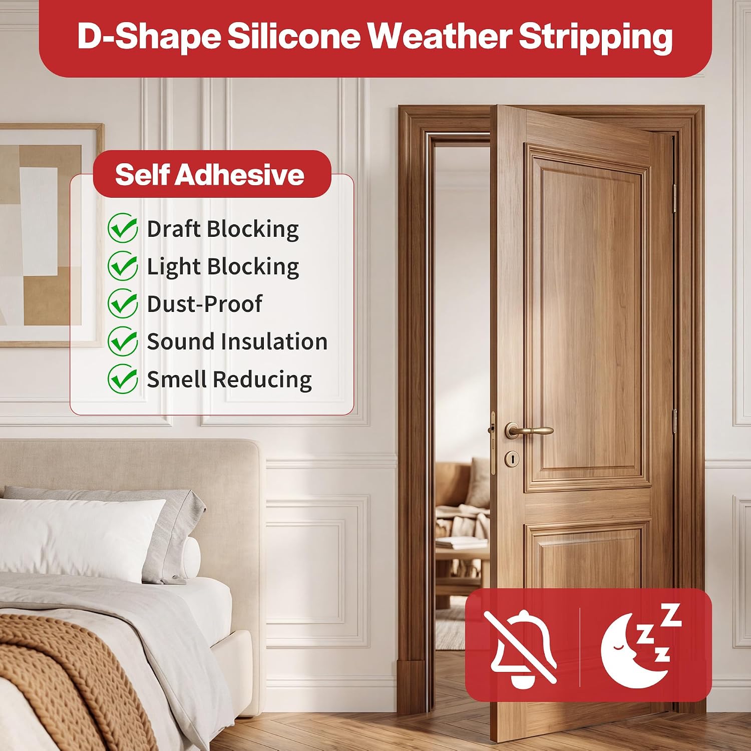 Detalle de Dstorelhp DWS966 Silicone D-Shaped Weather Stripping, White, 3–6 mm Gaps