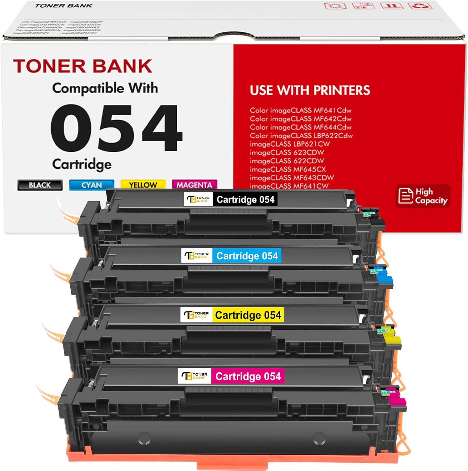 Detalle de Toner Bank 054 Toner Cartridge Set, 4-Pack for Canon Color Printers