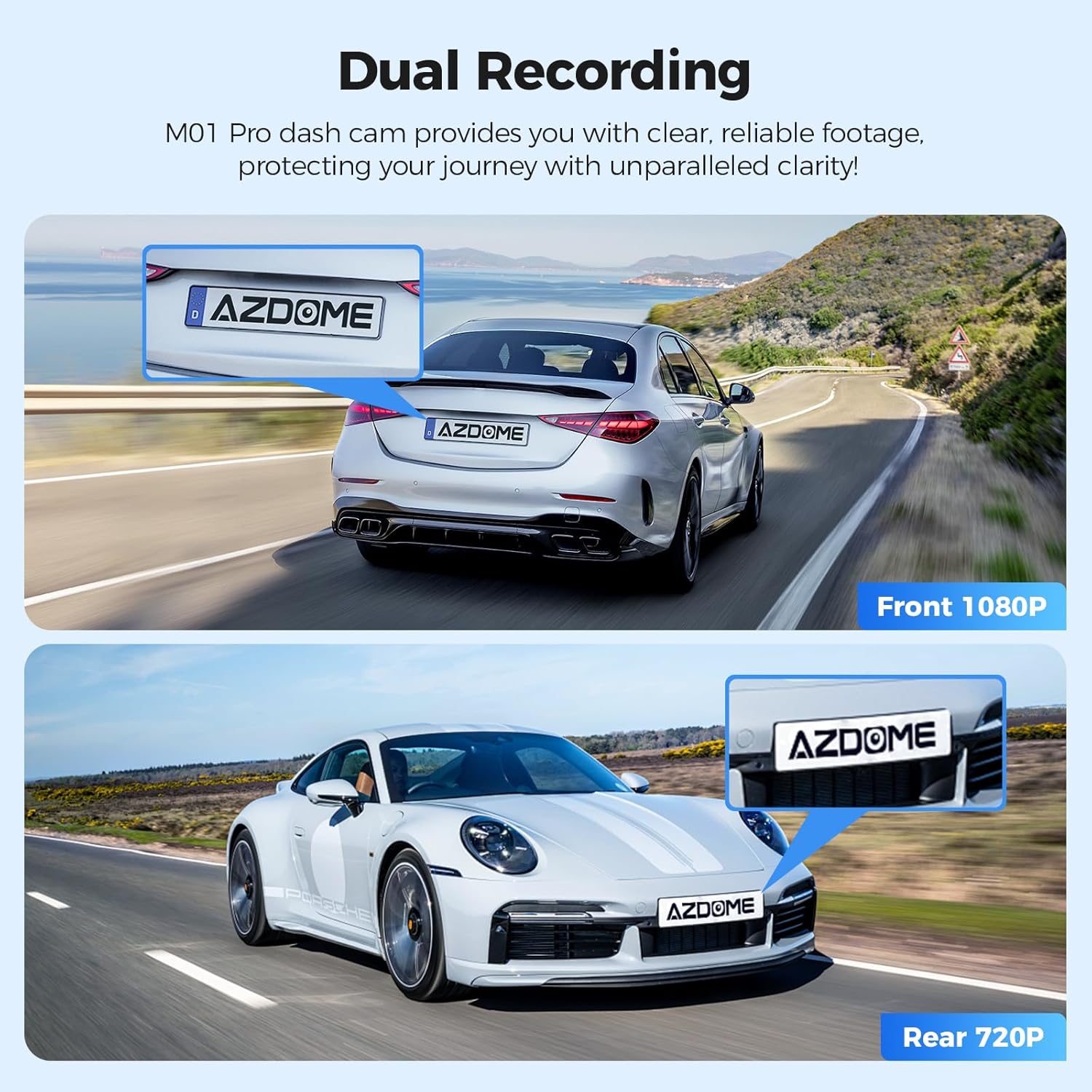 Thumbnail 3 de AZDOME M01 Dual Dash Cam 64GB Included