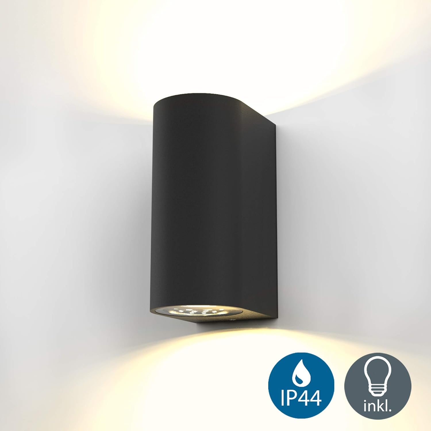 Detalle de B.K.Licht Applique murale LED extérieur/ intérieur – 2 spots GU10, IP44, 2x5W, 800 lm, 3000 K