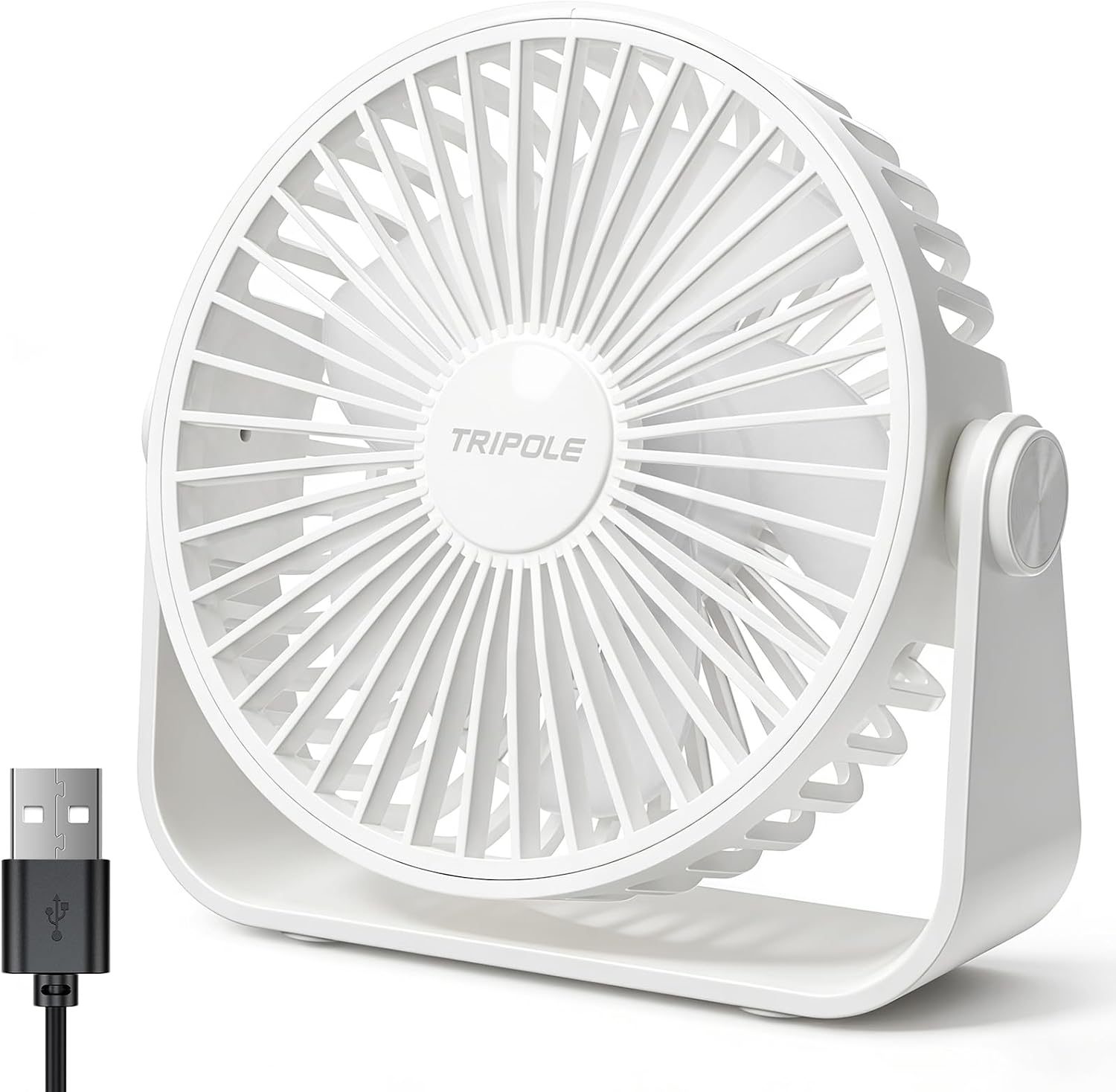 Detalle de TriPole USB Desk Fan: 4.5 Inch, 360° Rotation, 3 Adjustable Speeds