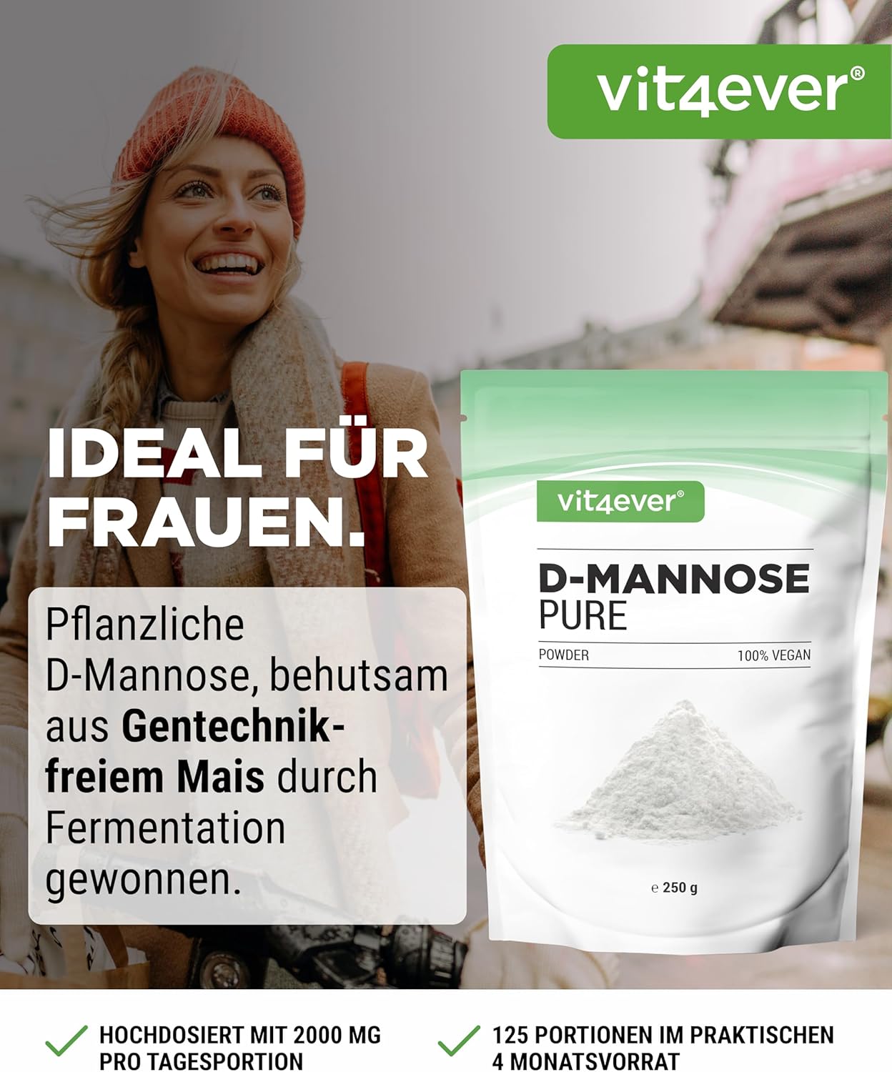 Thumbnail 1 de D-Mannose Pulver 250 g – vegan, laborgeprüft, ohne Zusätze