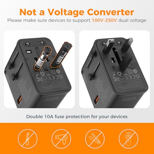 Thumbnail 5 de TESSAN GaN 65W Universal Travel Adapter with 2 USB C and 2 USB A