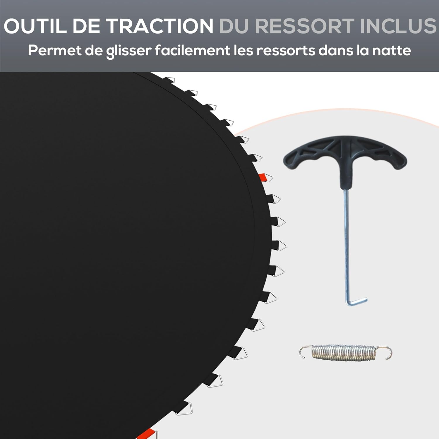 Thumbnail 4 de SPORTNOW tapis de rechange pour trampoline rond (Ø 202 cm) avec outil d’installation à ressort et crochets en V