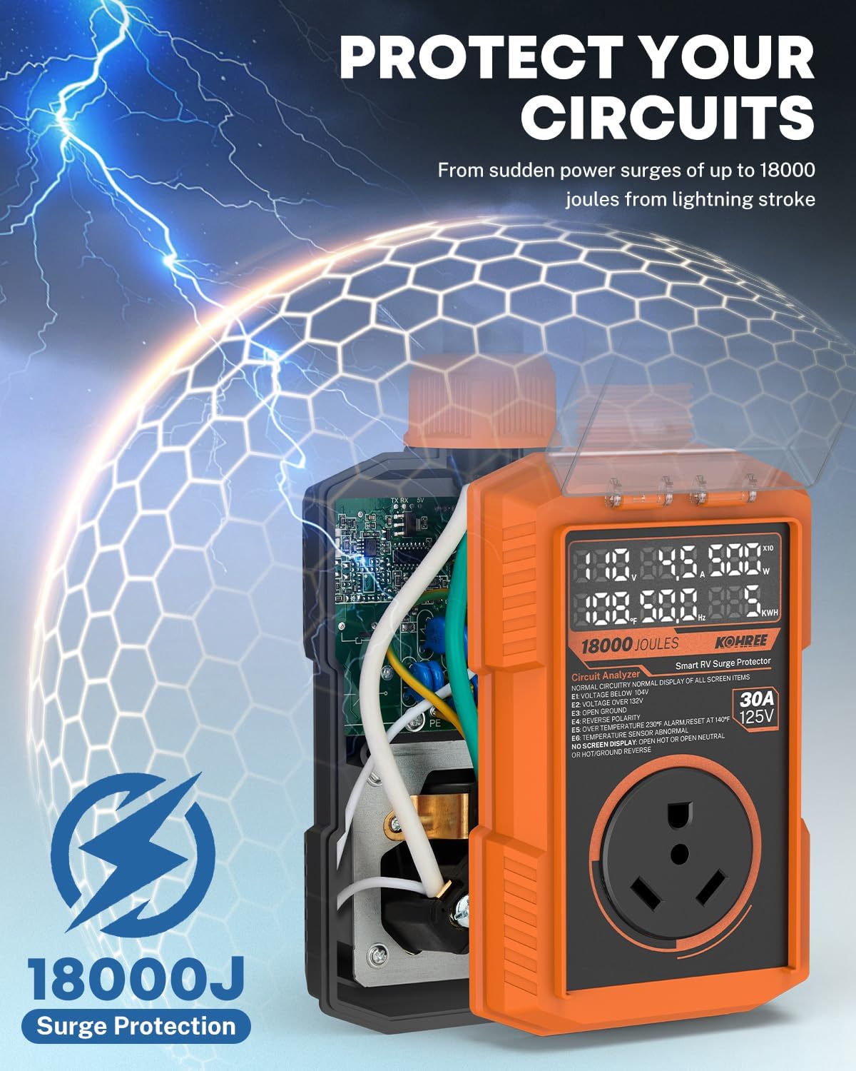 Detalle de Kohree RV Surge Protector 30 Amp