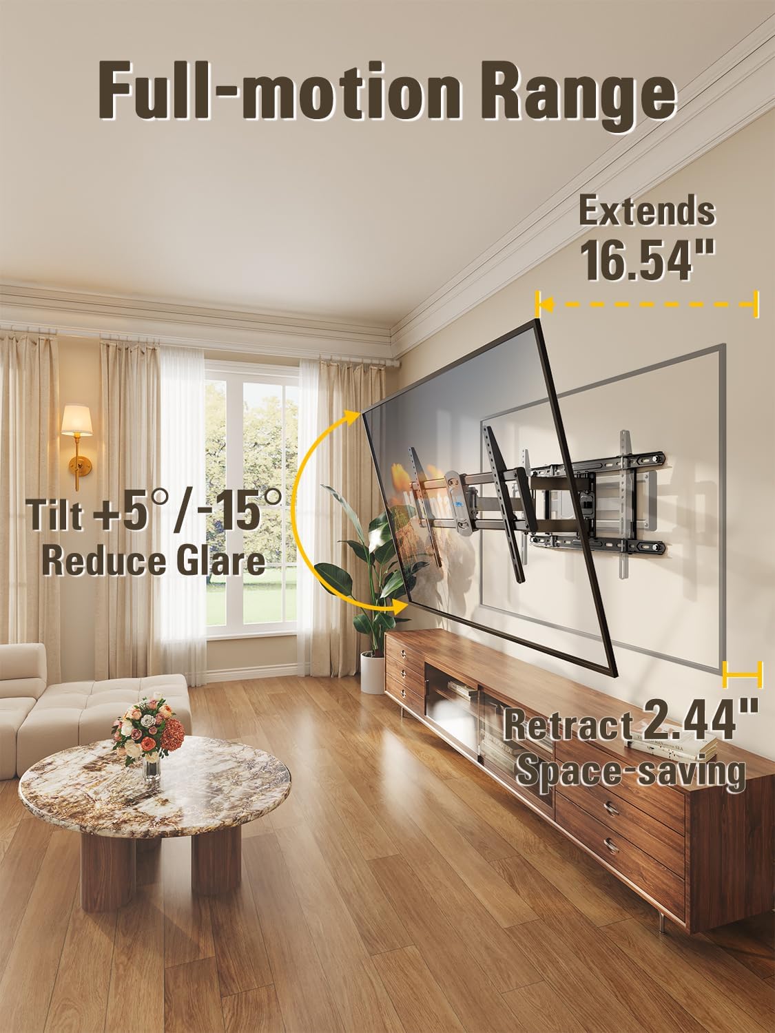 Detalle de Mounting Dream MD2617-24K UL Listed Full Motion TV Wall Mount for 42–84 Inch TVs