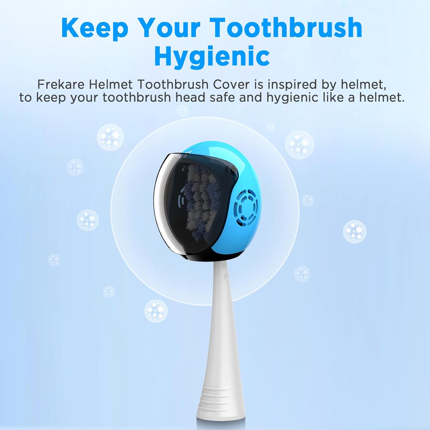 Detalle de Frekare Toothbrush Covers Caps – 4-Pack helmet-style covers for most manual and electric toothbrushes
