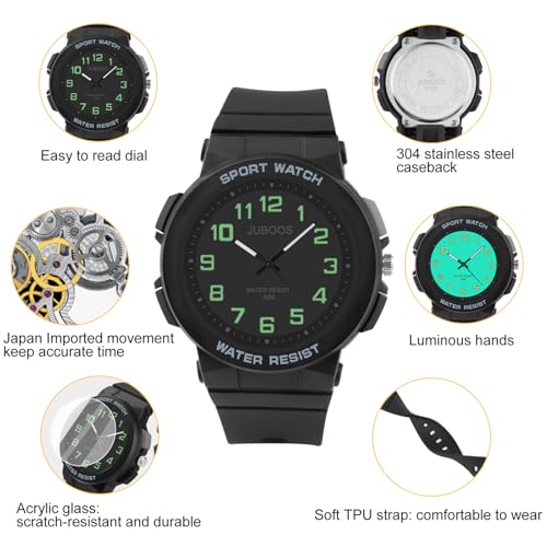 Detalle de Juboos Montres Enfants Analogique Quartz Étanche – Cadre rond lumineux et 50 m