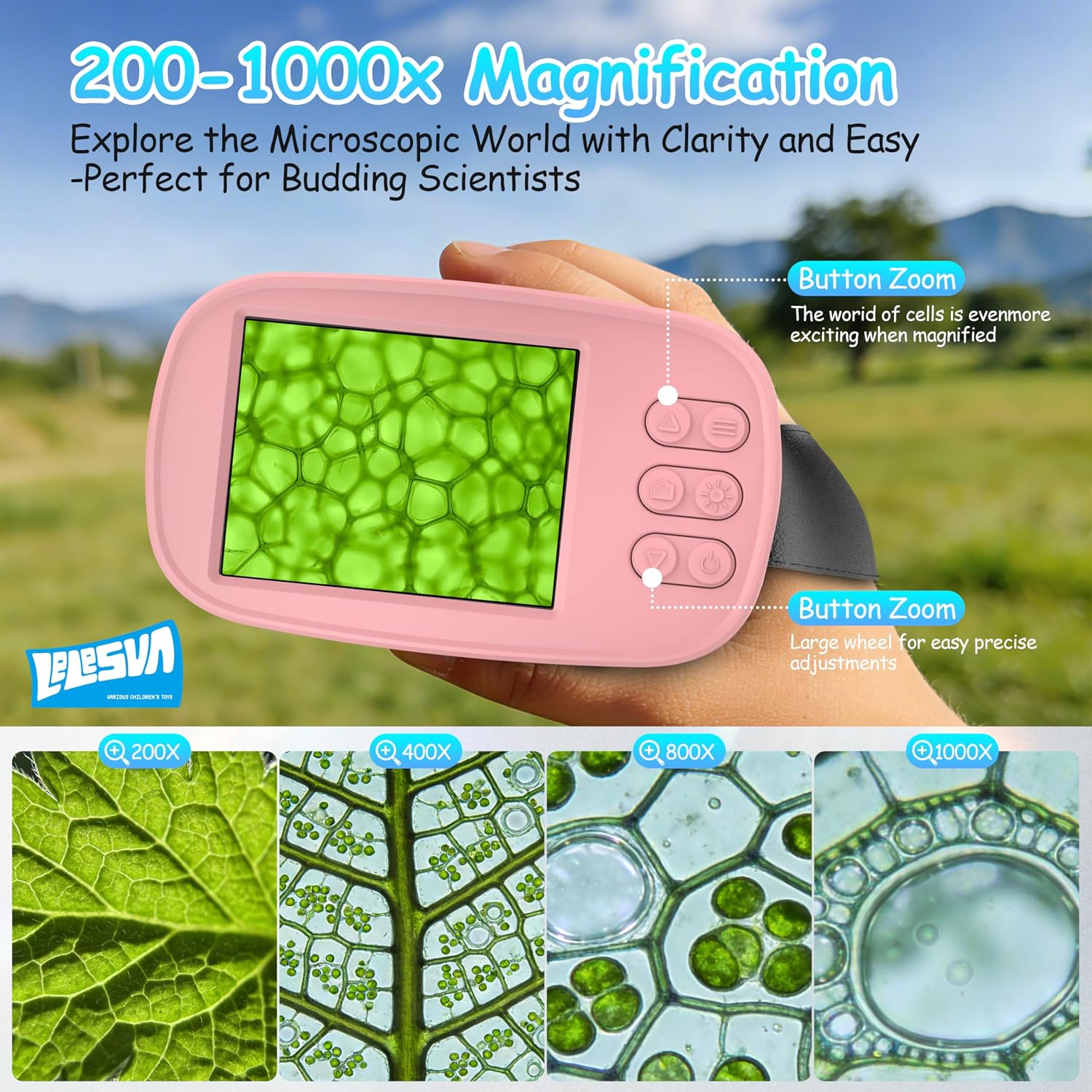 Thumbnail 5 de Microscopio per Bambini con Schermo 2,4'' – Mini Microscopio Portatile 1000X (Rosa) per Esplorare Scienza e Creatività