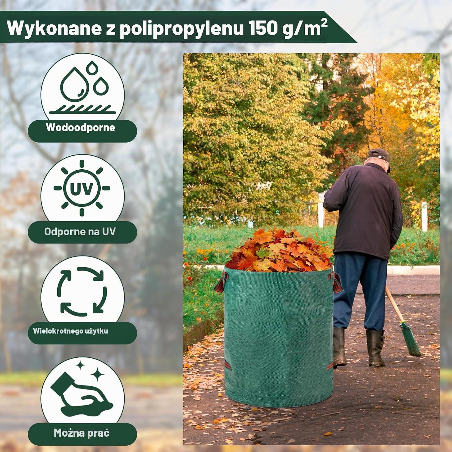 Detalle de Velway worki ogrodowe 500 l, 2 sztuki, z tkaniny polipropylenowej i uchwytami