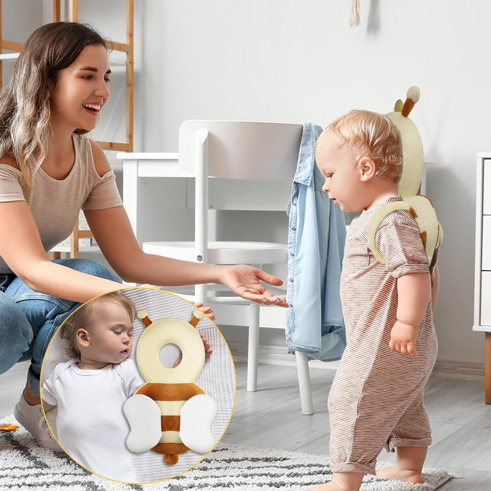Thumbnail 6 de Vicloon Protezione per la Testa del Bambino – Ape Beige con Ginocchiere, protezione testa morbida e traspirante per gattonare e camminare