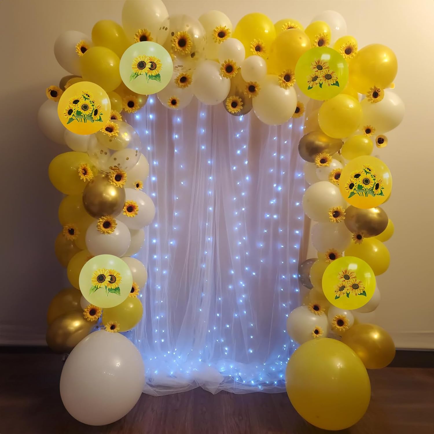 Thumbnail 5 de Sunflower Yellow Gold Balloons (12 Inch) with Metallic Gold Confetti — Bee Theme Party Decor Set for Kids Birthday & Showers