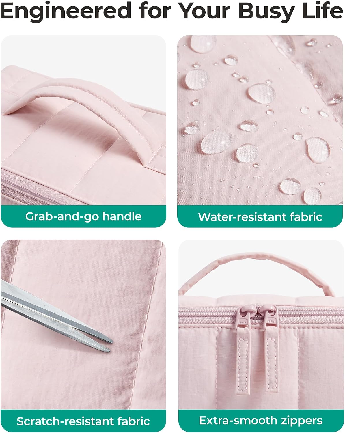 Thumbnail 4 de BAGSMART Travel Makeup Bag: Flat Lay Case with Clear Brush & Wet Pockets in Camel