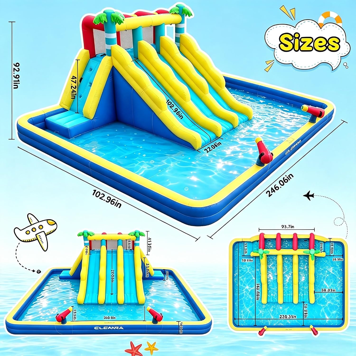 Detalle 2 de ELEMARA Inflatable Water Slide 3 Slides