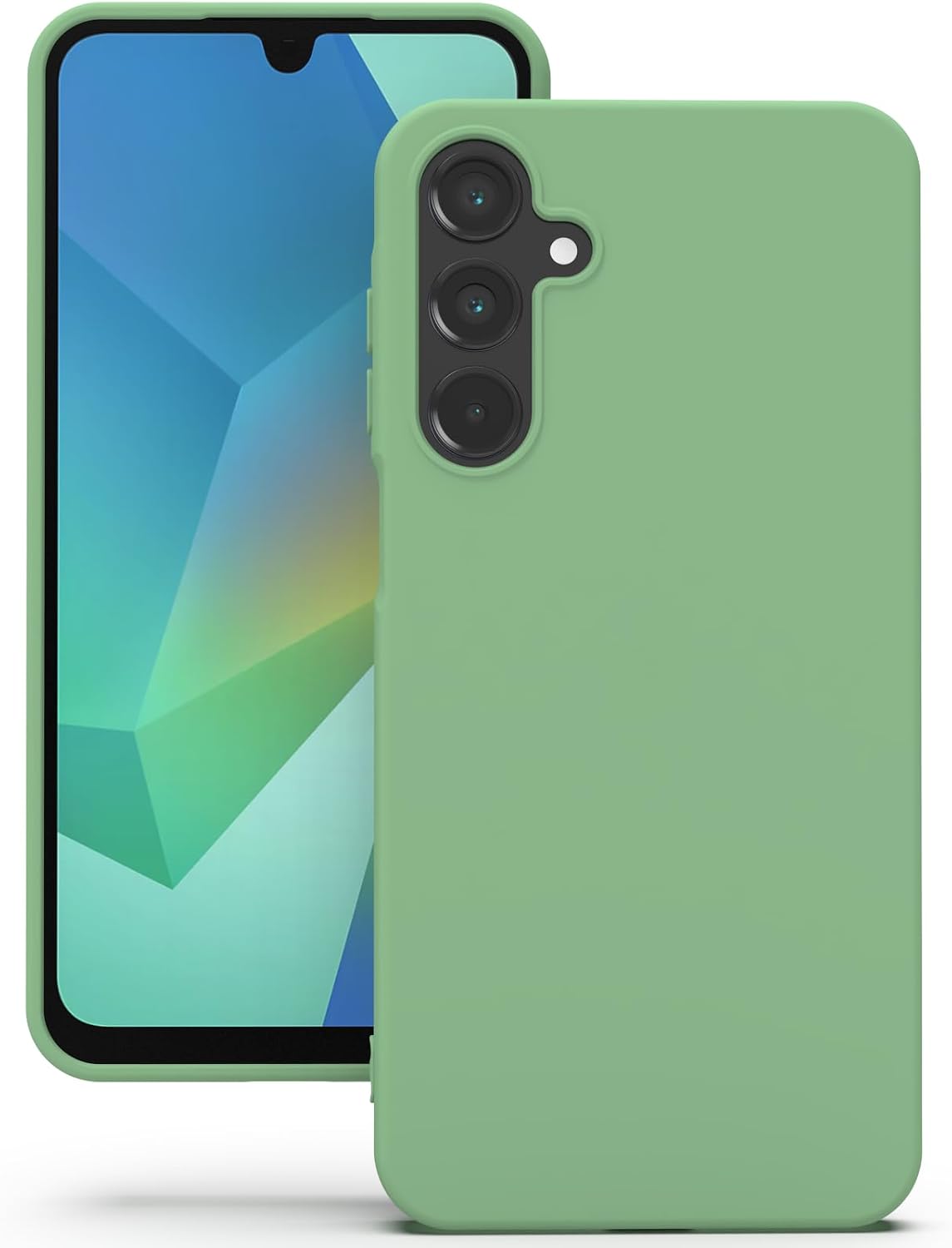 Detalle de YATWIN Silicone Case for Samsung Galaxy A16 5G (Soft-Touch, Shockproof, DustProof) – Mint Green