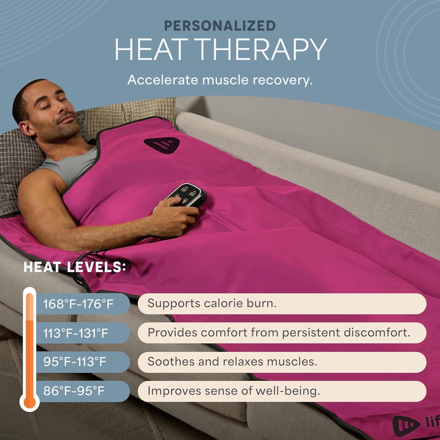 Detalle 1 de Lifepro infrared sauna blanket with 9 heat levels