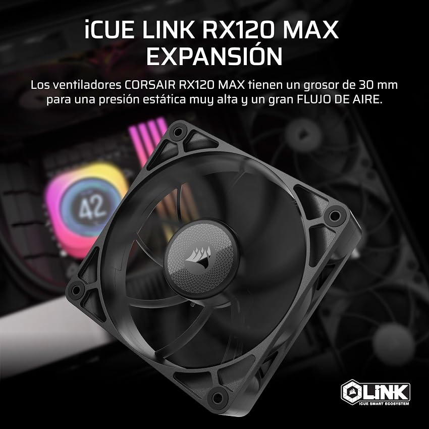 Detalle 2 de CORSAIR iCUE Link RX120 MAX ventilador 120 mm 2.000 RPM