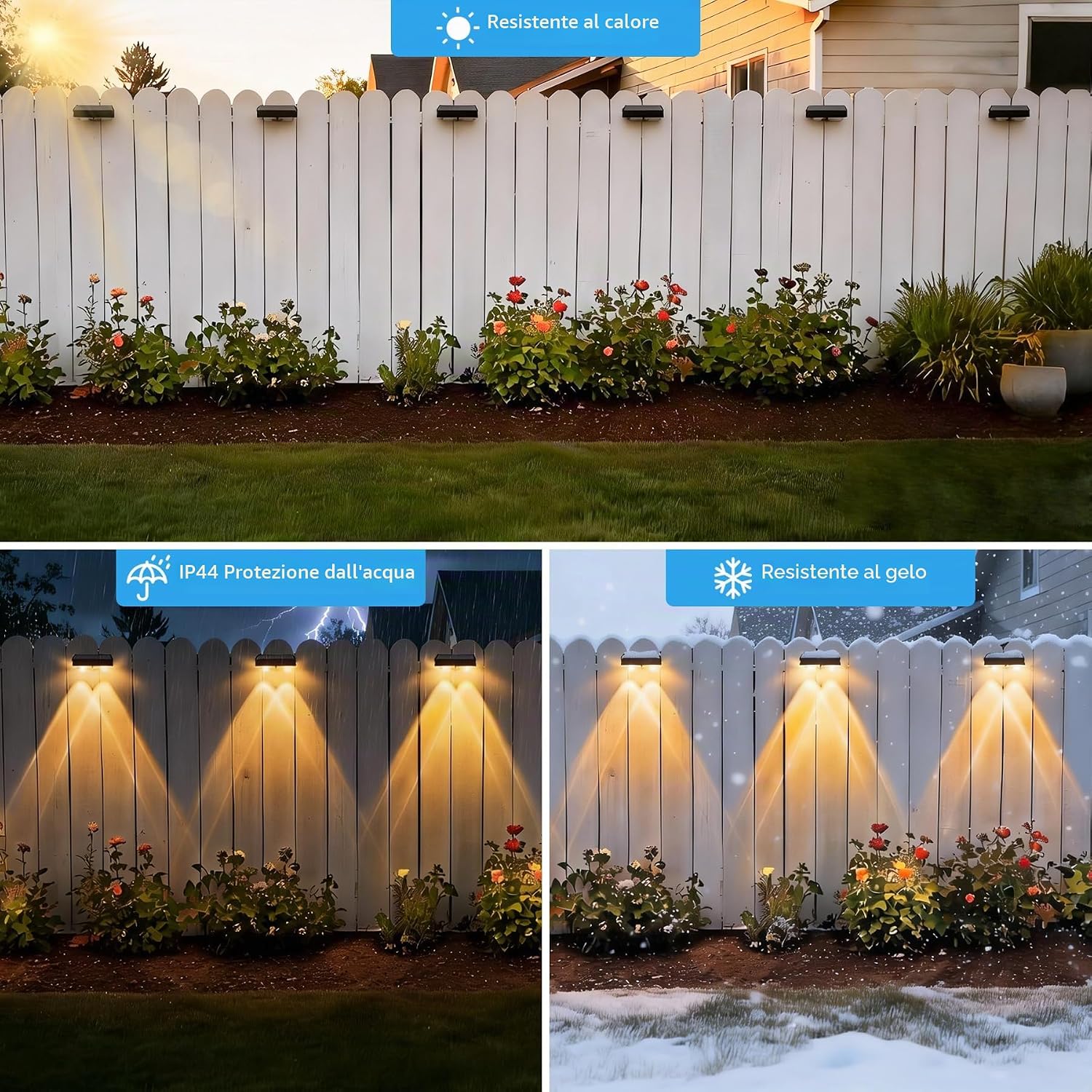 Detalle de Sylvwin Lampade solari da esterno – confezione da 4 applique LED per pareti, gradini e recinzioni (bianco caldo)