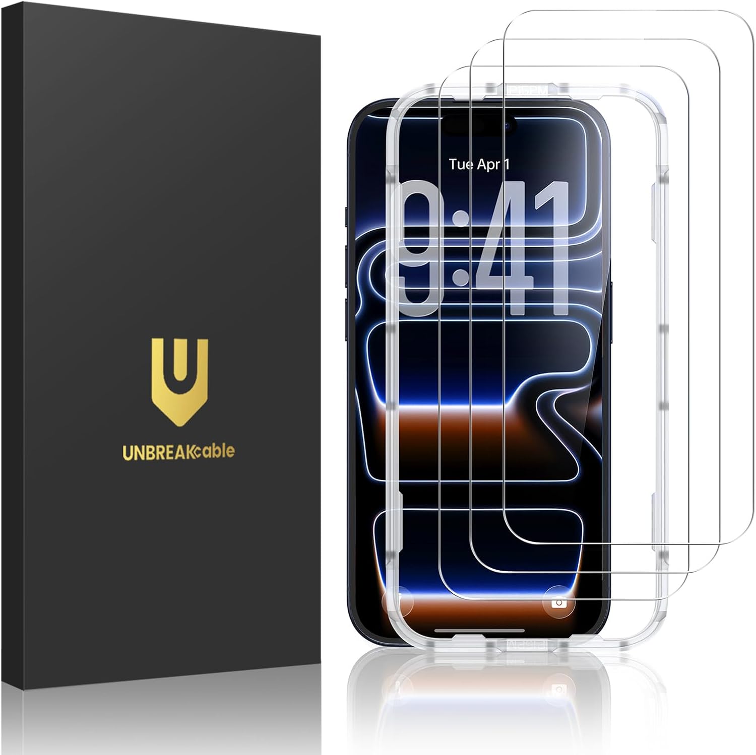 Detalle de UNBREAKcable: confezione da 3 pellicole protettive per iPhone 17 Pro – vetro temperato 9H, installazione facile