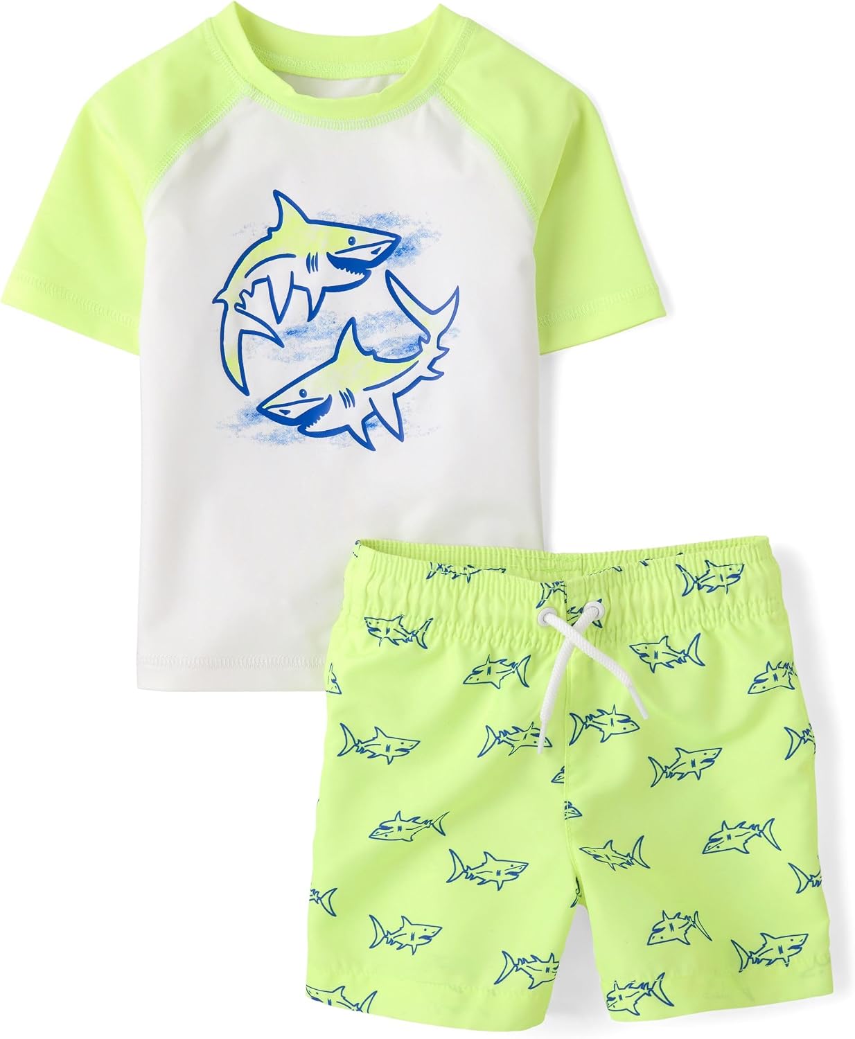 Detalle de The Children's Place Baby Boys' Short-Sleeve Rashguard and Trunks Set
