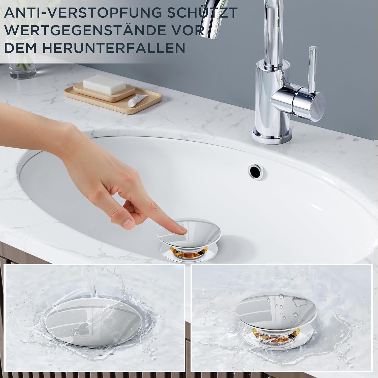 Detalle 2 de FORIOUS Wasserhahn Bad Hoch 360° đ°