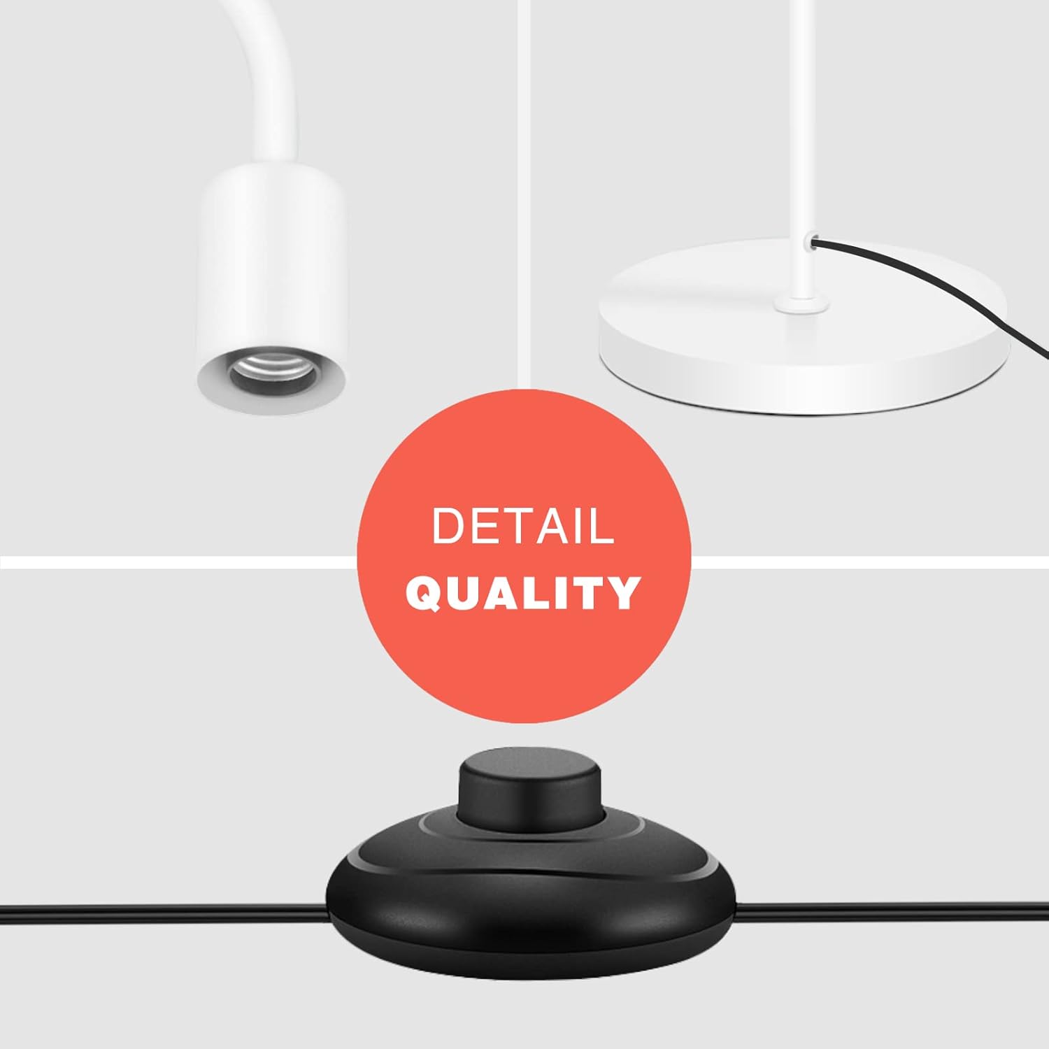 Thumbnail 6 de BBHome Retro Stehlampe Gebogen – Minimalistische Metall-Stehlampe mit Fußschalter, 165 cm, E27, Weiß