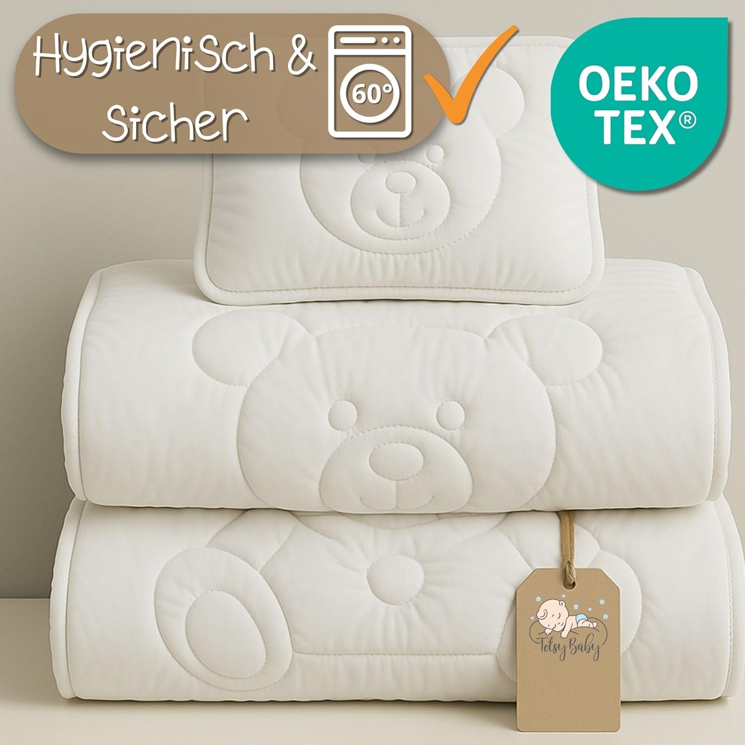 Thumbnail 2 de Baby Bettdecke & Kissen Kinderdecke-Set 100x135 cm (Mikrofaser, Oeko-Tex) für Kinderbett