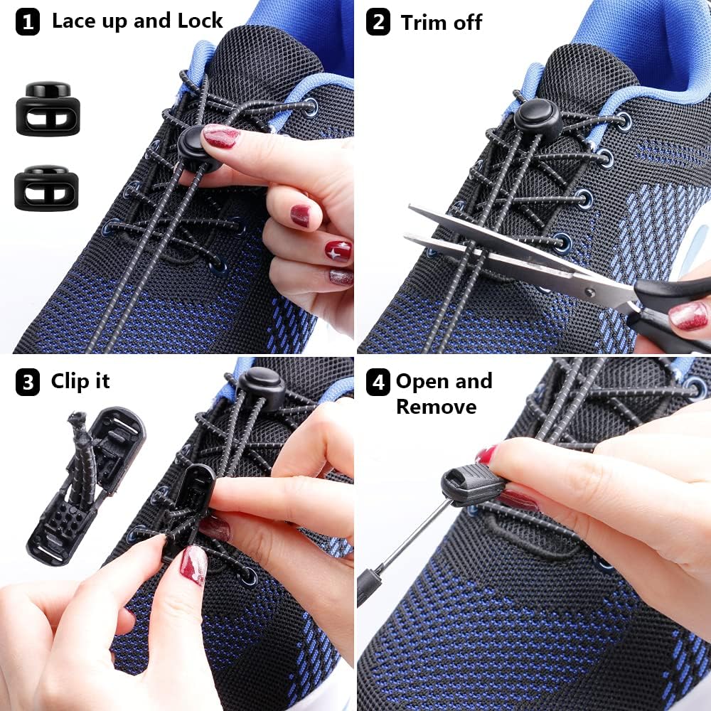 Thumbnail 3 de Lacets Sans Laçage élastiques à taille unique pour adultes (Noir) – lacets réglables sans faire de nœud