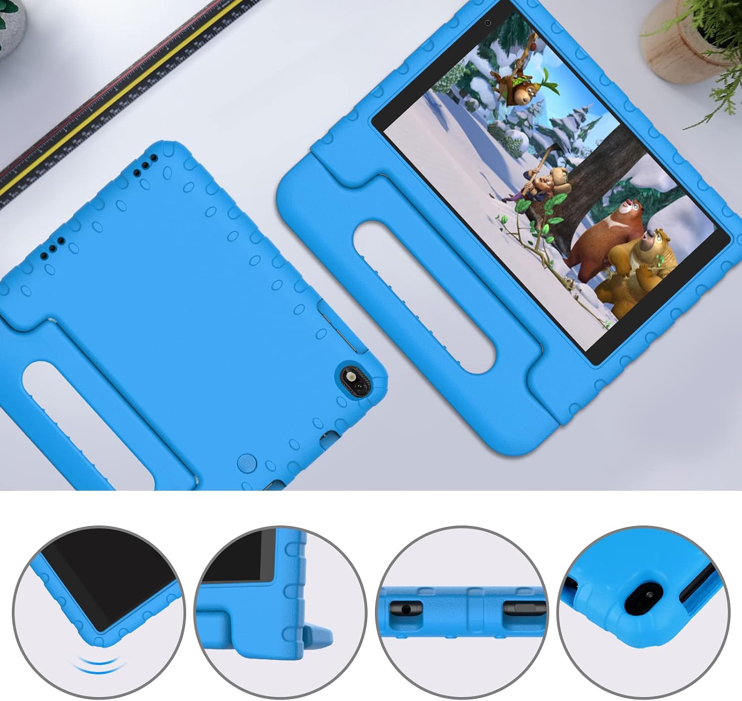 Detalle de Tablette enfants 8 pouces Android X9 avec 7 Go RAM, 64 Go ROM et étui EVA — WiFi 6 et contrôle parental