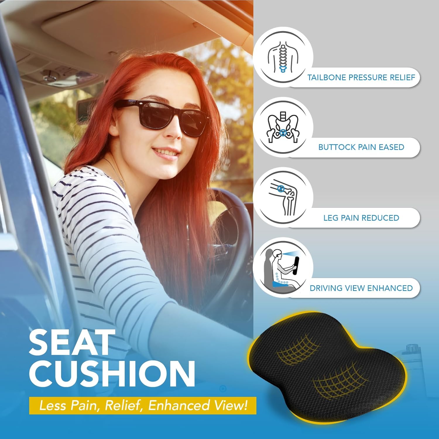 Detalle de kingphenix Wedge Car Seat Cushion 1 Memory Foam