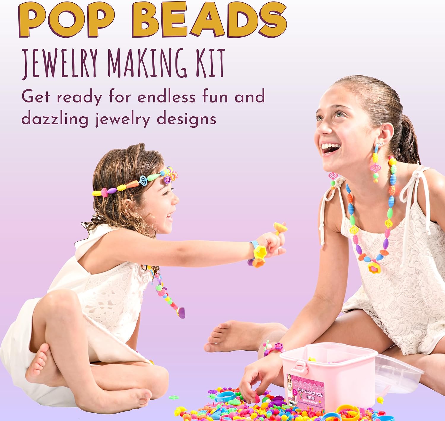 Detalle 2 de Orian Pop Beads Jewelry Kit for Girls (520+ Colorful Beads) with Unicorn Bag – DIY Jewelry Set for Ages 3+