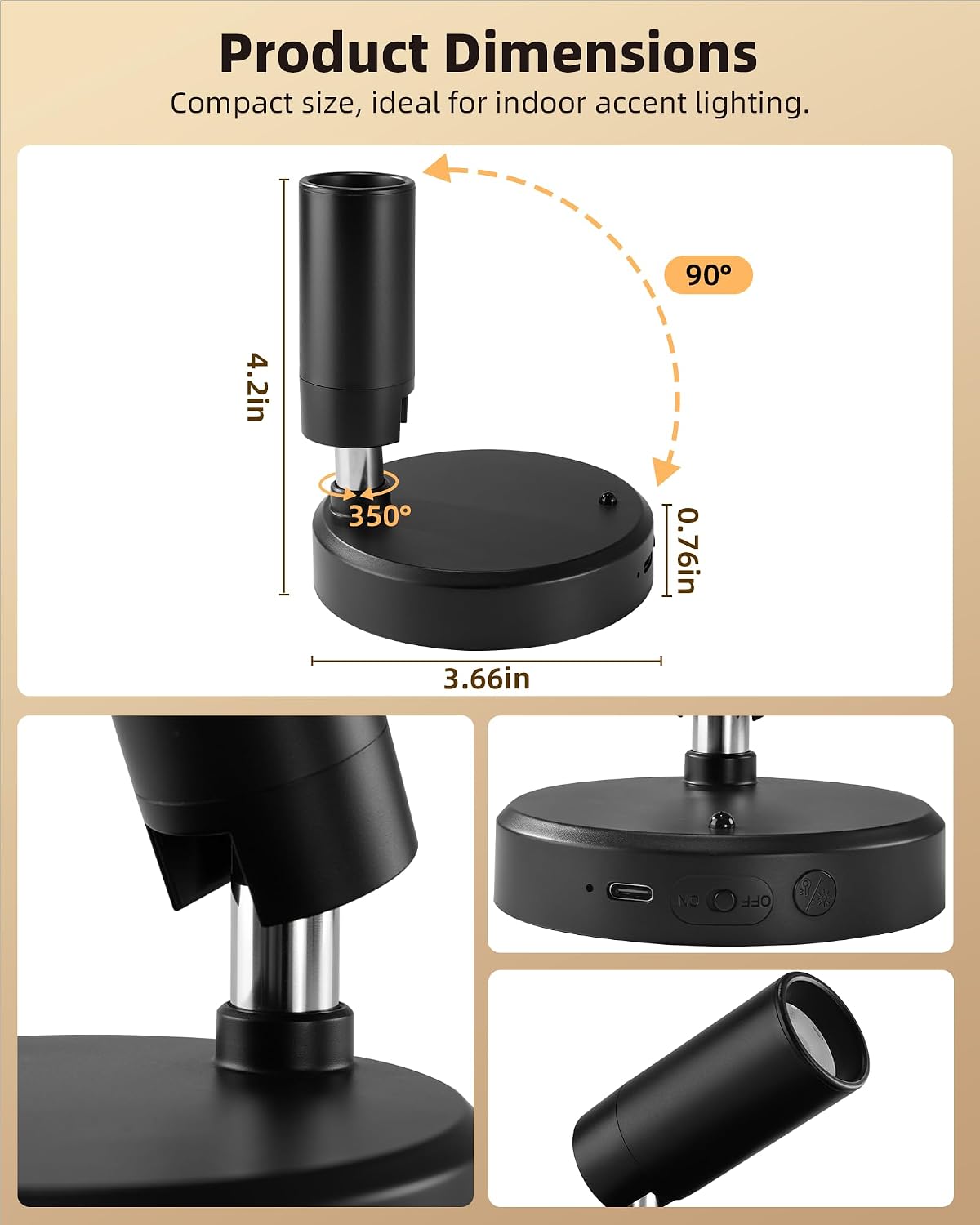 Thumbnail 6 de EZVALO EZL2407A Rechargeable Wireless Spotlights, 2-Pack, Dimmable 3CCT