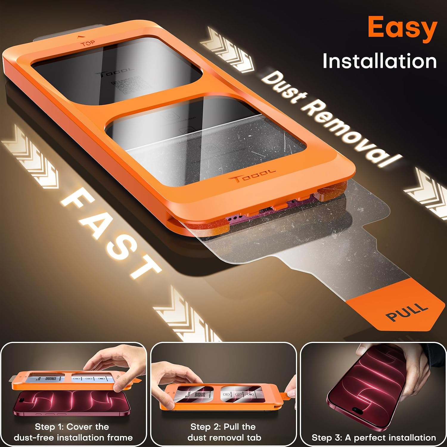 Thumbnail 3 de TOCOL iPhone 18 Pro Max Screen Protector, 9H+ Tempered Glass, 2-Pack