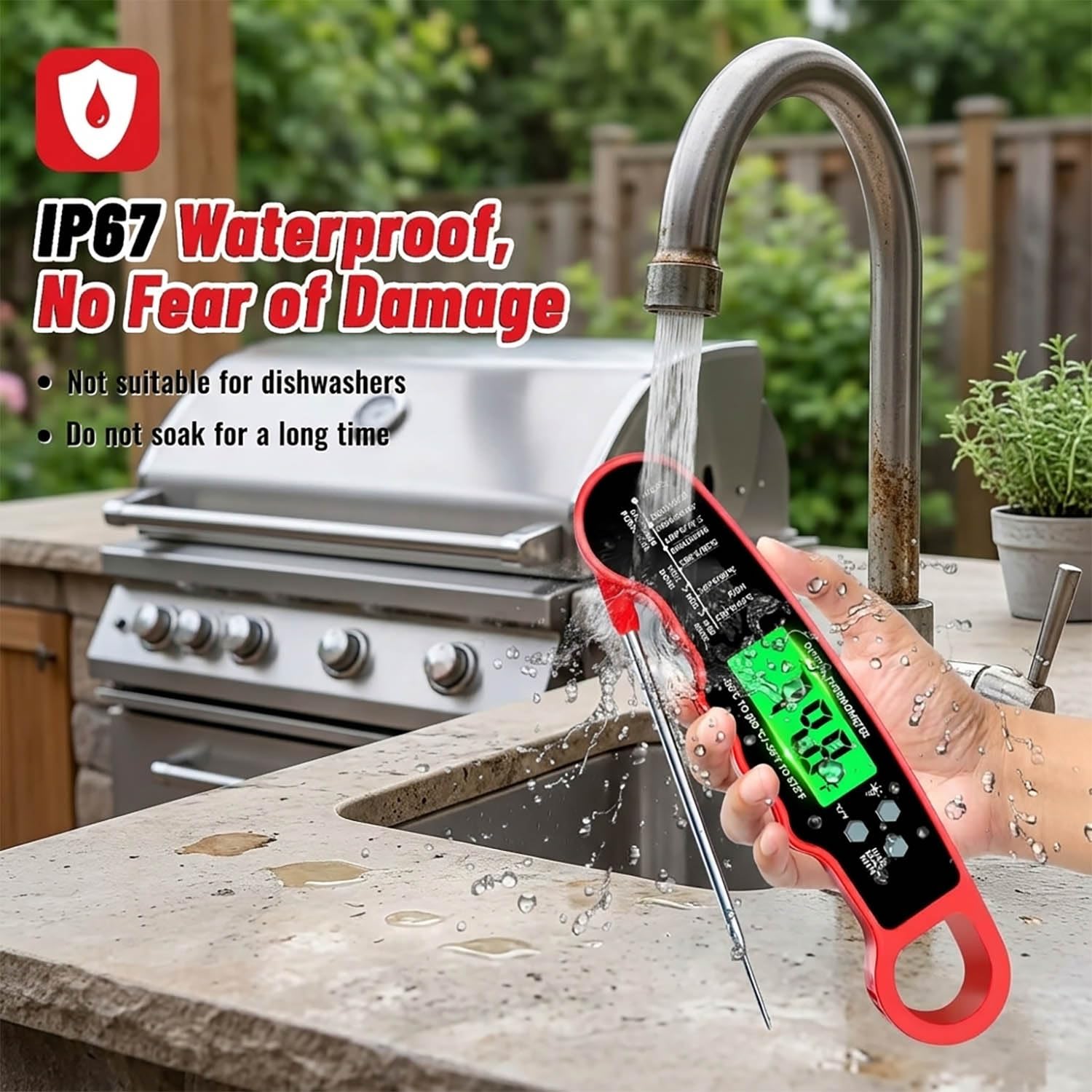 Detalle de ZIKUREL TM02 Digital Meat Thermometer with Backlit Display and IP67 Water Resistance