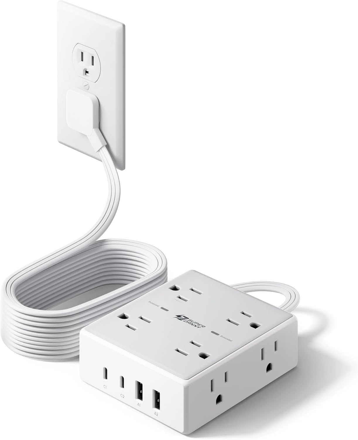 Detalle de 10ft Power Strip Surge Protector with 8 Outlets & 4 USB ๐