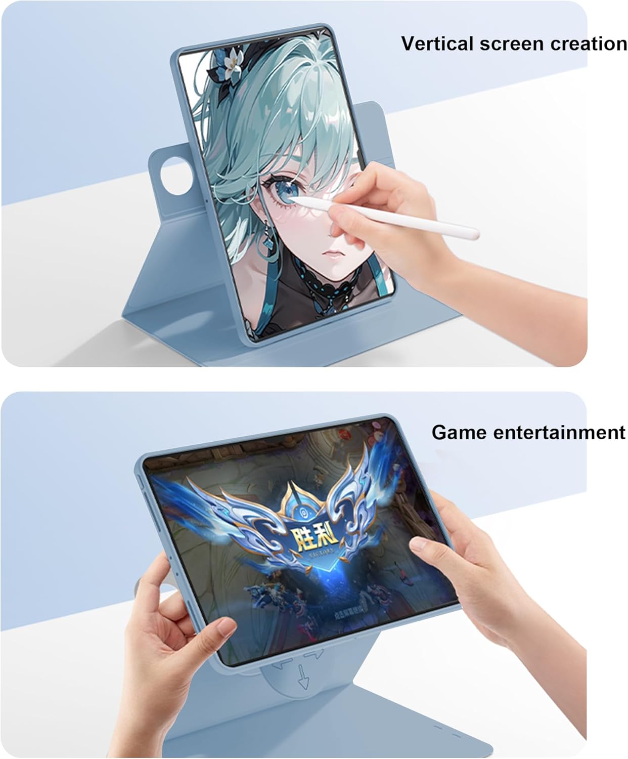 Thumbnail 2 de zZjoOoj Hülle für Xiaomi Pad Mini 8,7 Zoll – 360° drehbar, magnetisch & teilbar mit Ständer (blau)