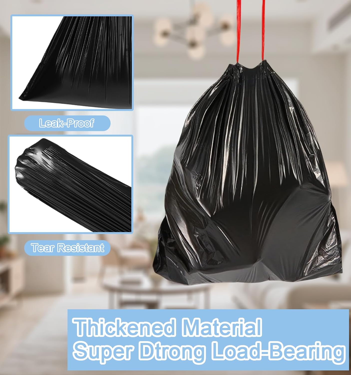 Detalle 2 de XIYOO 30L Black Bin Bags 50 Count