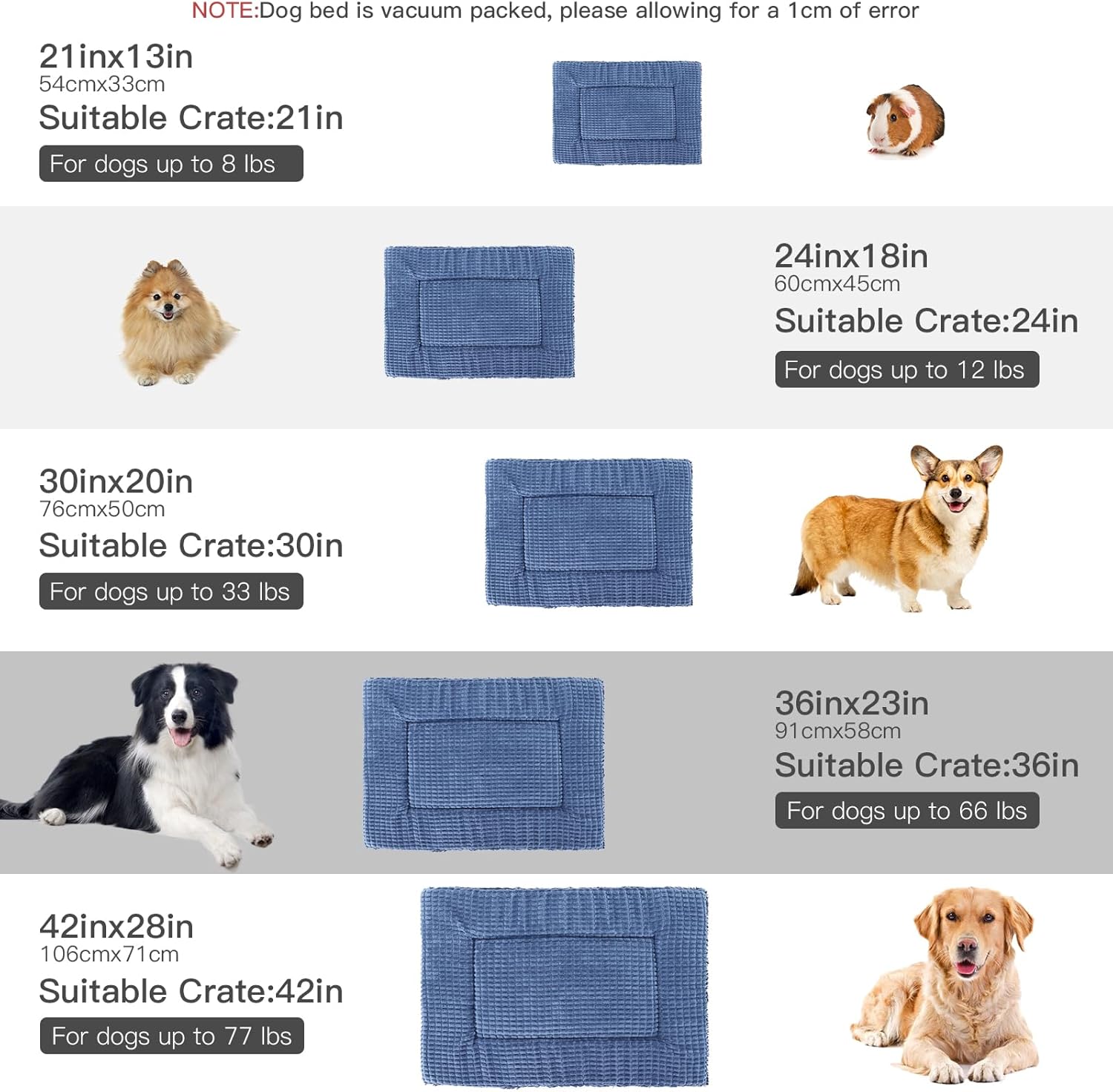 Detalle de BVAGSS Orthopädisches Hundebett 76x50x4 cm Navy – Waschbar, eierförmiger Schaum, weicher Plüsch