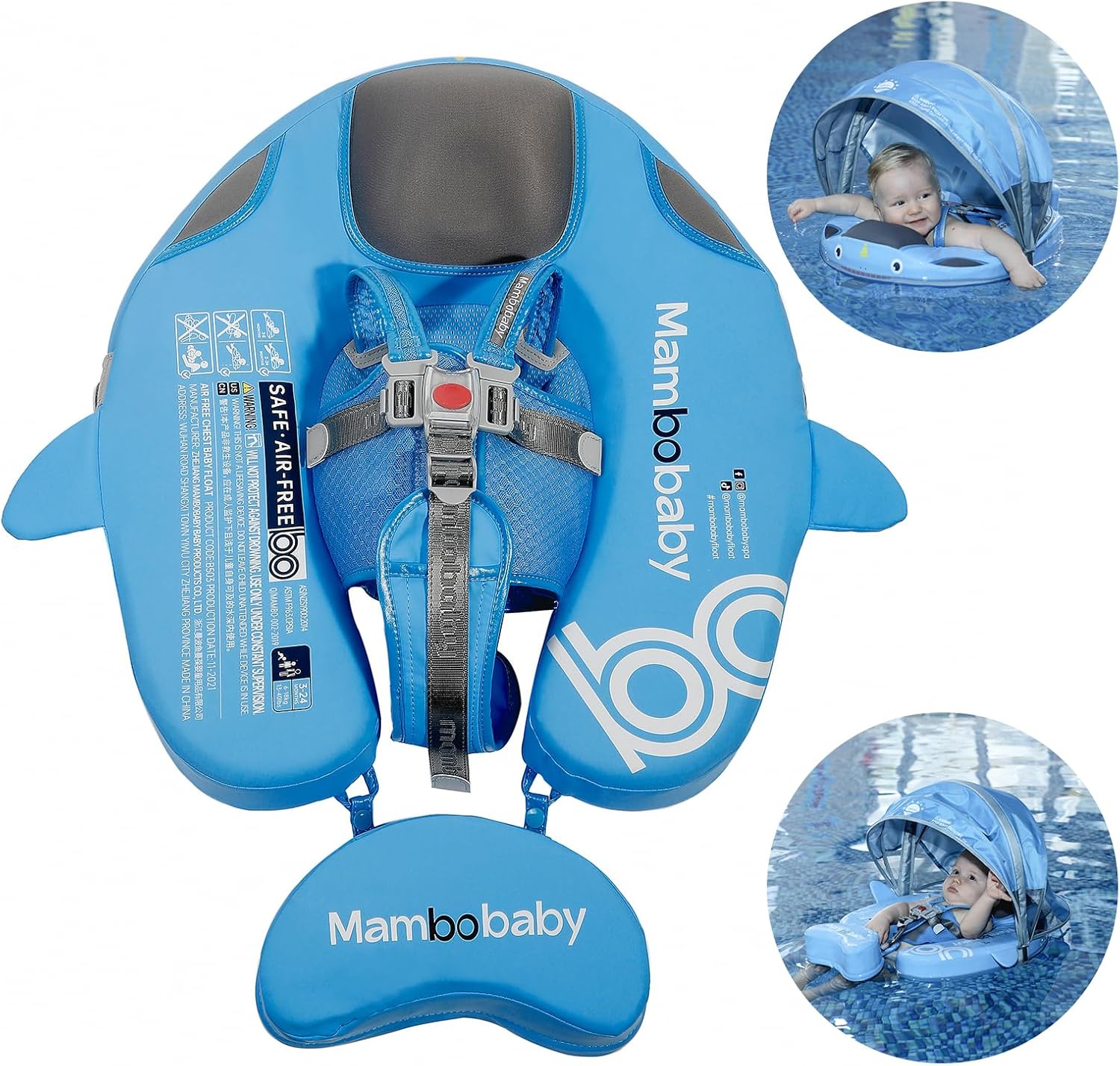 Thumbnail 6 de Luckclubtojoy Mambobaby Non-Inflatable Float with Canopy (UV-Protective) with Safety Buckle