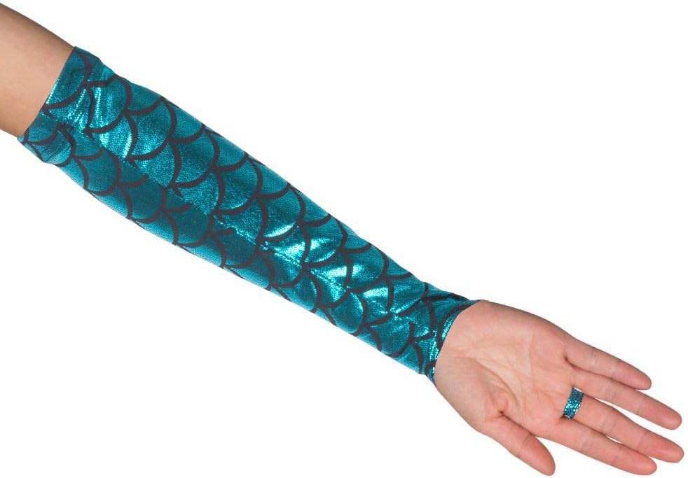Detalle 2 de Boland Meerjungfrau-Handschuhe mit Schuppenmuster bis zum Ellbogen (Einheitsgröße) für Karneval & Motto-Party