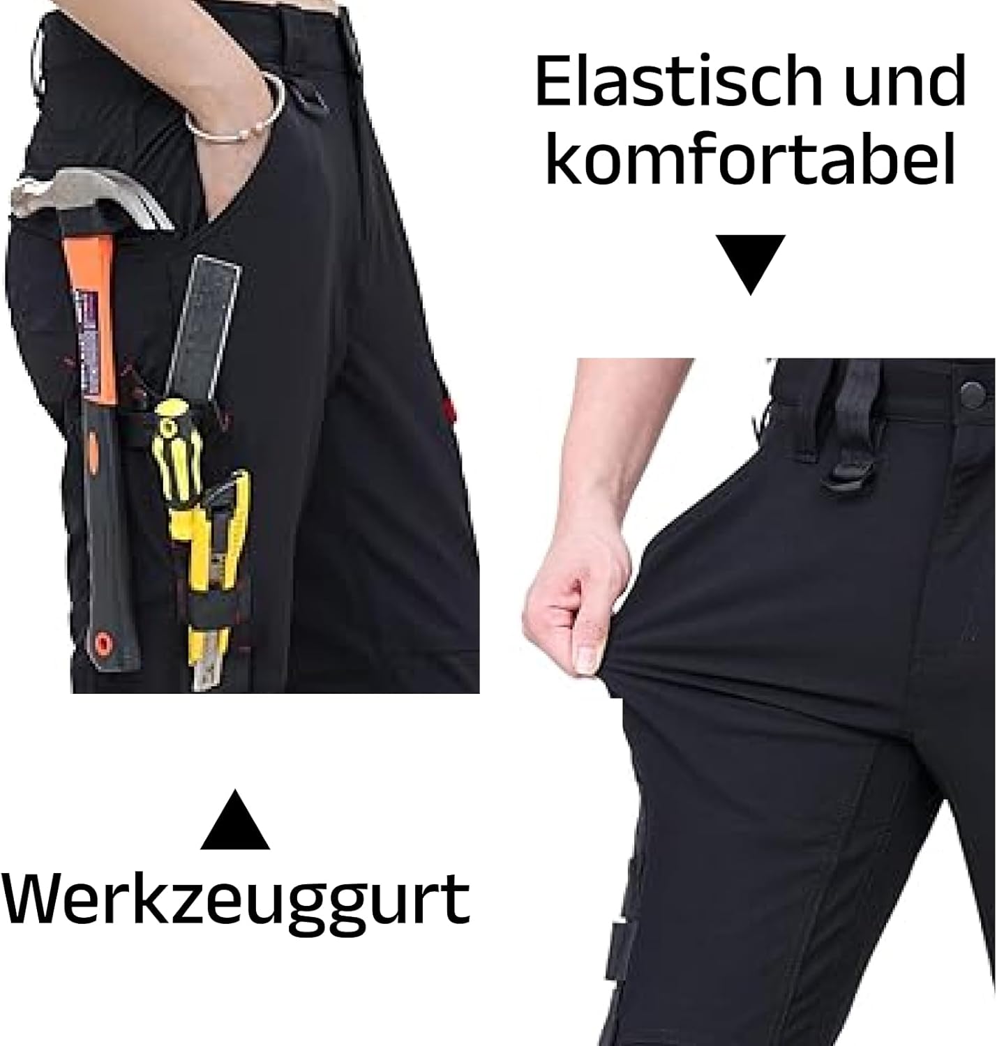 Detalle de WORK IDEA Damen Slim-Fit Stretch Arbeitsshorts – strapazierfähig, flexibel und stilvoll