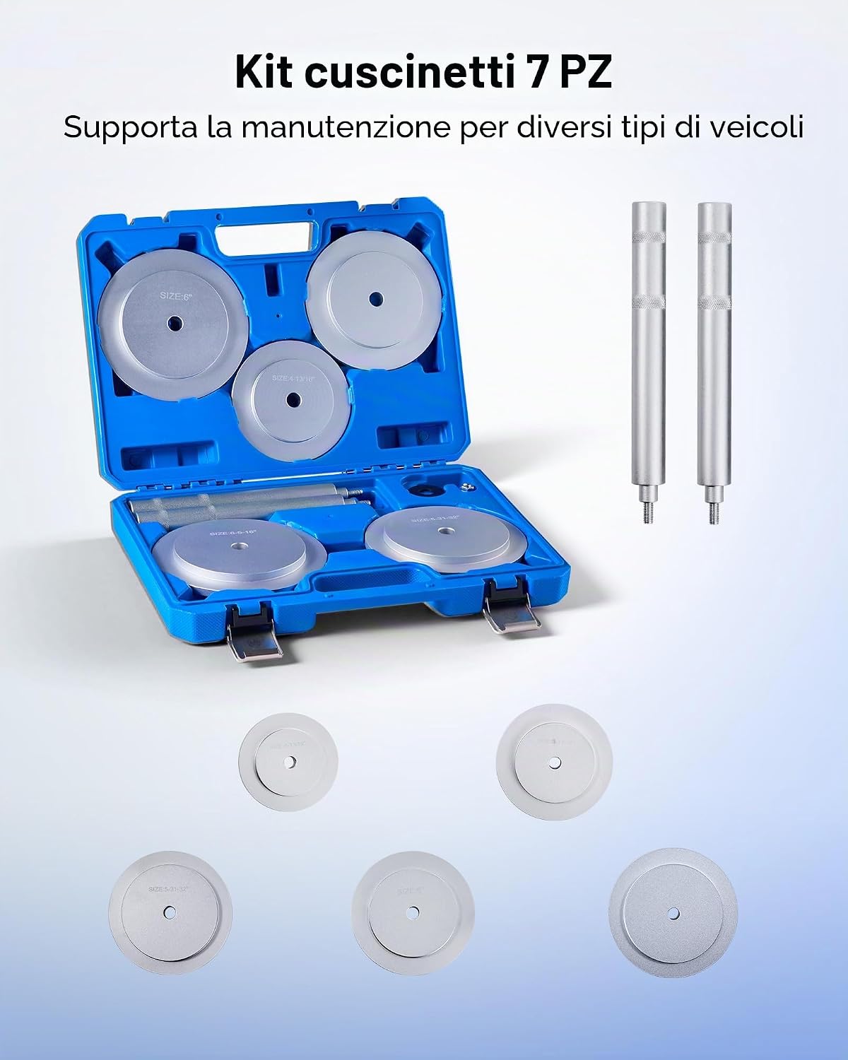 Thumbnail 1 de VEVOR Set di Estrattori Separatori per Cuscinetti, 7 Pezzi con Boccole e Asta di Prolunga: Kit robusto per installazione e rimozione gravosa