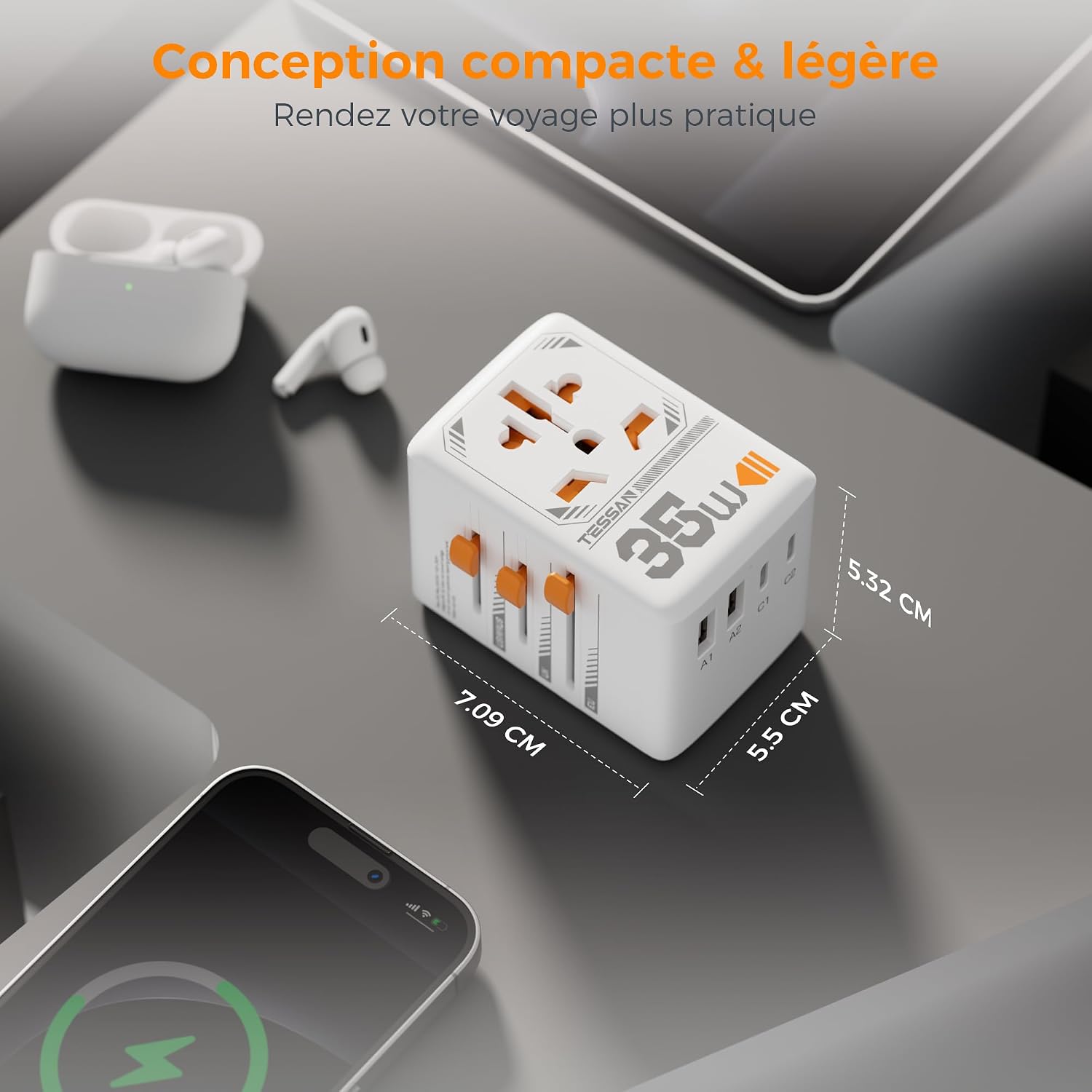 Thumbnail 4 de TESSAN Adaptateur Prise Universelle 35W 🌍