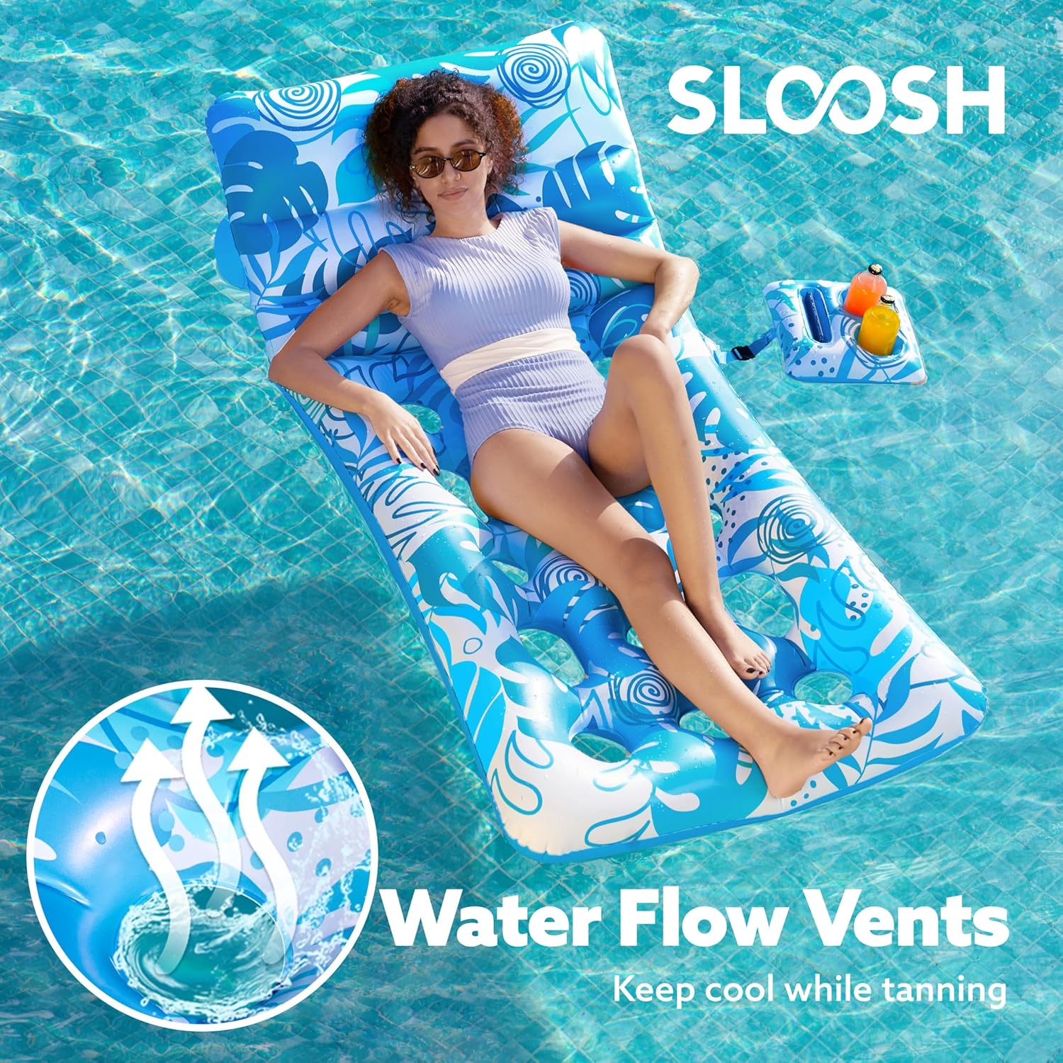 Thumbnail 2 de SLOOSH inflatable pool float for adults with adjustable backrest, cup holders and phone holder