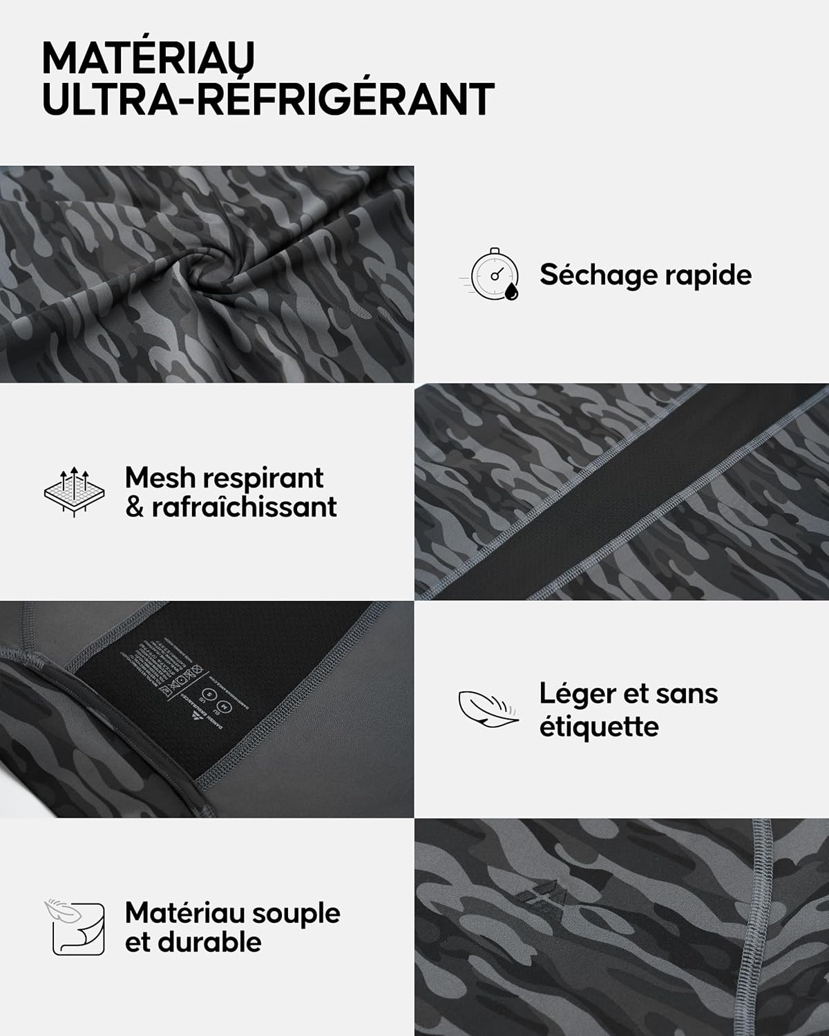 Thumbnail 2 de DANISH ENDURANCE T-shirt de compression à manches longues (lot de 2) – séchage rapide et maille respirante