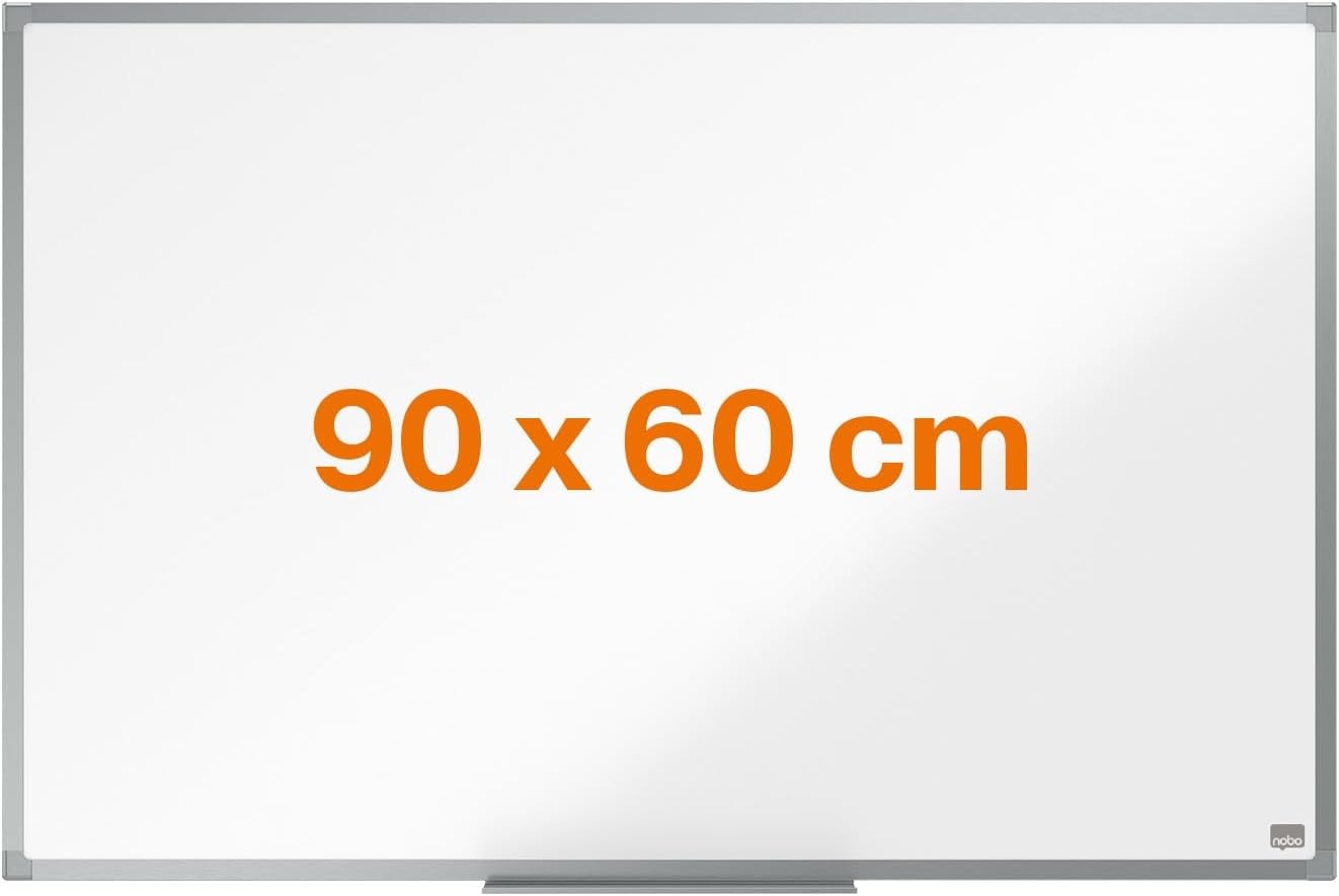 Nobo Basic Tableau Blanc Magnétique 900 x 600 mm – Cadre aluminium, Montage mural par les coins