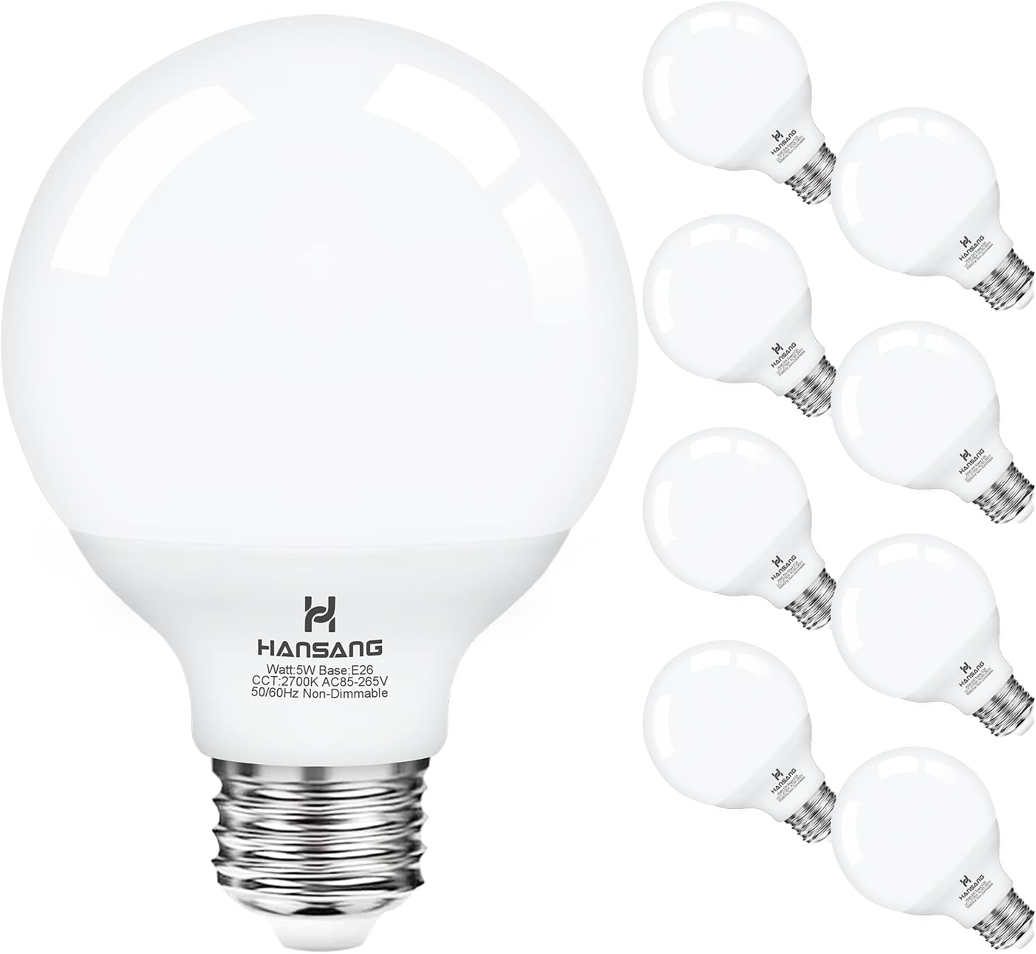 Detalle de hansang HS-G25-27K8P-US-FBA G25 LED Vanity Bulbs, 2700K, 8-Pack