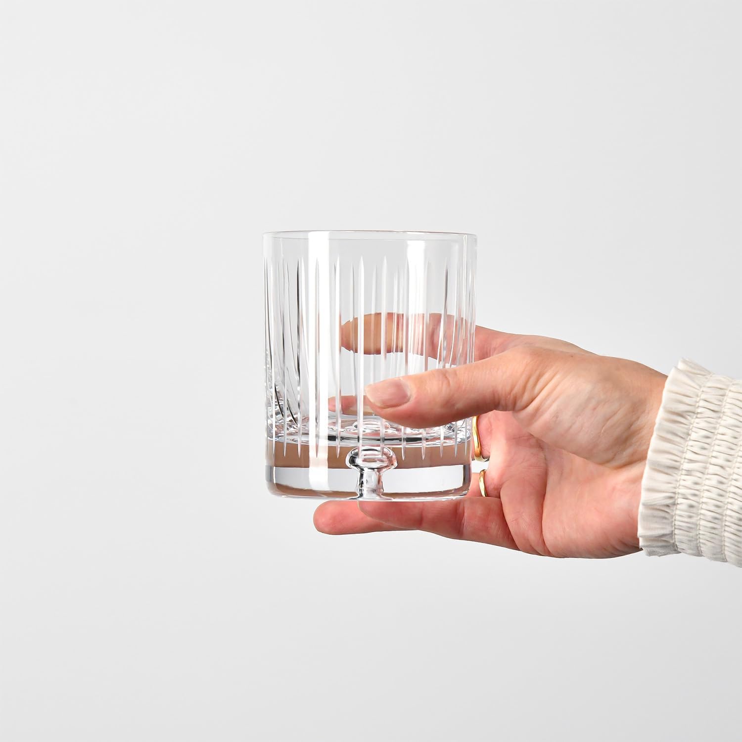 Detalle de Krosno Saga: Bicchieri da whisky 250 ml, set 4 in crystallo intagliato, artigianali