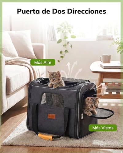 Thumbnail 6 de Morpilot Transportín Perro Gato, bolsa transporte transpirable 44×31×34 cm para mascotas (negro) + tazón plegable y cojín suave